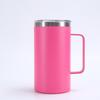 Taza de 24 oz con asa de plástico rociado personalizada, taza de oficina, acero inoxidable 304, portátil para exteriores, taza para coche