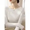 Suéter de Punto Delgado de Manga Larga con Hombro Descubierto, Estilo Coreano, Básico, Cálido, para Mujer, Otoño/Invierno, Nuevo, de Punto Interior, Moderno