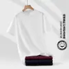 Camiseta de algodón 100% de color liso, cuello redondo, manga corta para mujer, nuevo estilo de verano, capa base versátil, venta al por mayor y envío transfronterizo