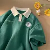 Camiseta de Manga Corta tipo Waffle para Hombre Verano Tendencia Ropa Americana Estilo Hong Kong Estilo Japonés Pesado Ropa de Pareja Camisa Polo de Manga Corta