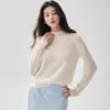 Suéter de cashmere trançado com ponto oco e borda de orelha de madeira para mulheres, de alta qualidade, estiloso, modelador, top para usar por baixo, tricô estilo preguiçoso