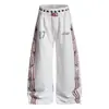 Direto do fabricante: Calça Jogger da Moda Estilo Americano com Estampa de Listra de Nota Musical, Design Unissex com Cintura Dupla, Calça de Pernas Largas
