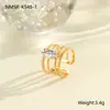 Anillo de Acero Inoxidable con Circonita Incrustada Estilo de Moda Transfronterizo Chapado en Oro de 18K Lujo Accesible Anillo de Acero de Titanio Joyería de Mano Ajustable