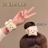 Muñequera Facial de Tostada Linda, Manga Protectora Antigoteo y a Prueba de Salpicaduras, Manga Lavable y a Prueba de Humedad, Goma para el Cabello de Dibujos Animados Linda
