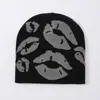 Gorro de Lana Tejido Jacquard con Patrón de Labios, Estilo Perezoso Hip-Hop, Cálido, Versátil, Calle, Exterior, Nueva Moda, Transfronterizo