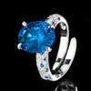 2024 nuevo Zhuang Shengsheng joyería cobre chapado en oro simulación corindón rojo cristal azul afilado color cambiante anillo con forma de huevo 10*12