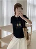 Camiseta Versátil de Manga Corta para Mujer, Estilo Coreano, Suave, Algodón, Diseño de Copo de Nieve, Ajuste Delgado, En Stock para Mayorista, Bestseller en Tiendas Físicas