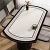 Mantel Individual Oval para Mesa de Comedor Estilo Francés, Impermeable, Resistente al Aceite, No Lavable, Blanco y Negro, Estilo Simple, Lujo Ligero, Sensación de Alta Gama, Mantel Redondo