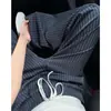 Calça de terno listrada estilo americano retrô para mulheres, nova coleção de outono, cintura alta, modelagem que afina, calças largas lisas e casuais para mulheres plus size