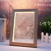 Fornecimento direto da fábrica Porta-retrato luminoso de faia 3D Luz noturna Placa acrílica em branco Quadro de mensagens Ornamentos de mesa criativos