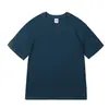 Envío gratis camiseta de hombre 220g algodón puro manga corta, cuello redondo, color liso, algodón peinado, casual, peso pesado, hombros caídos top para hombre