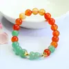 Pulseira de Ágata Cor Natural Guan Yu Pulseira de Abóbora Aventurina Estilo Antigo Transmissão ao Vivo Templo Atacado S5090201
