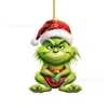 Novo Pingente Criativo de Desenho Animado Grinch de Natal Transfronteiriço Decorações de Árvore de Natal Pingente Plano de Acrílico