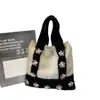 Moda 2025 Inverno Nova Moda Casual Bolsa de Tricô Bolsa de Ombro Bolsa Tote com Flores Coloridas Bolsa de Axila Bolsa Feminina