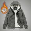 Casaco masculino acolchoado de algodão para o inverno, jaqueta acolchoada casual de lã de cordeiro, forrada com fleece, espessa, com capuz, para jovens e meia-idade, macacão vintage
