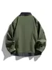 Chaqueta de hombre de dos piezas sintéticas para primavera y otoño, corte holgado, cuello de solapa, cuadros patchwork, abrigo casual, estilo versátil de ropa de trabajo, moderno