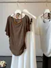 Elegante Conjunto de Dos Piezas para Mujer: Camiseta de un Hombro + Top sin Mangas de Cuello Halter, Nuevo Estilo de Verano, Top Adelgazante que Ceñe la Cintura