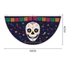 Bandera de Abanico del Día de Muertos Decoración de Calavera Mexicana Tela Colgante Fiesta Transfronteriza Tela de Fondo para Festival 90cm Personalizado