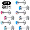 Aretes de Titanio G23 con Incrustación de Ópalo, Aretes con Cierre de Mariposa de Aguja Fina, Joyería de Aleación de Titanio, Clavos para Hélice Auricular, Aleación de Titanio F136