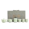 Juego de té Ru Kiln, conjunto completo de tetera de cerámica de porcelana Ru, venta al por mayor, taza de té, cuenco, regalos de alta gama para actividades comerciales