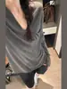 Blusa Relaxada com Proteção Solar Estilo Old Money para Mulheres, Top de Tricô de Seda de Gelo, Gola V Solta, Camiseta Leve de Manga Longa para o Verão