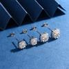 Bolsa Redonda Cuadrada Viva Aretes de Diamante de Alto Carbono de Cuatro Garras Femenino Amor Corazón 925 Aguja de Plata Esterlina Circonita 5A Aretes de Seis Garras Oreja