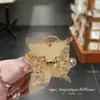 Presilha de Cabelo Amarela de Malha com Borboleta de Miçangas, Tamanho Médio, com Design Único e Temperamento Elegante