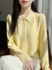 Cárdigan de punto para mujer con cuello polo, Otoño 2026, Camisa de rayas con cuello desplegable, Abrigo suéter holgado de talla grande