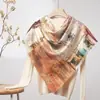 Lenço Quadrado Fino de Seda e Lã para Primavera e Verão o Ano Todo Feminino 200 Xale Étnico Lenço para Ar Condicionado Feminino Customização de Fábrica