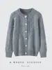Suéter cardigan de cashmere infantil com gola redonda para outono e inverno, unissex, peça externa grossa de tricô trançado, looks combinando para pais e filhos