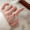 Anillo de plata de ley S925 con calcedonia roja, imitación de perla Shijia, de alta calidad, para mujer, nuevo y de lujo.