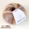 Mohair de gradiente colorido 25g tejido a mano diy bufanda sombrero de lana cabeza teñida mohair listo para usar