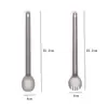 Titanio Puro para Exteriores Tenedor y Cuchara de Titanio Portátil Ultra-Ligera Vajilla de Titanio Juego de Tenedor y Cuchara Camping Tenedor de Metal de Titanio Cuchara para Ensalada