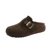 Nuevas Pantuflas de Algodón Pantuflas Peludas Mujer Marrón 2026 Interior Otoño/Invierno Antideslizante Estilo Exterior Suela Gruesa Hogar Felpa