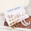 Brincos Femininos Novos Estilo Pérola Incrustada Personalidade Criativa Retrô Francês Argola Dourada Acessórios de Joalheria Fornecimento de Fábrica