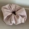 Goma para el pelo de cuadros dulces morada y rosa Simple banda para coleta de cuadros Versátil banda para el pelo de rayas Accesorio para el pelo para mujer