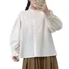 Coleção Primavera 2026 Estilo Japonês Fresco e Simples Gola Alta Renda Cardigã Feminino com Vários Botões Manga Longa Camisa Atacado