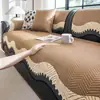 Cojín de sofá personalizado estilo vintage para verano, almohadilla de asiento antideslizante para sofá de cuero de línea recta, funda de sofá de seda helada para uso en verano