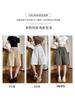 Shorts de Trabalho Lavados com Bainha Completa para Mulheres, Novo Estilo de Verão, Calças de Cintura Alta Wide Leg, Shorts Casuais Soltos de Cinco Pontos