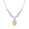 Collar Transfronterizo de Plata de Ley S925 con Piedra de Cristal para Mujer, Popular Cadena de Clavícula de Piedra Natural Versátil de Moda de Alta Gama para Mujer