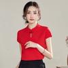 9885 # Dropshipping 2025 Verano Nuevo Estilo Nacional Nueva Camiseta de Manga Corta Chinoiserie Femenina Algodón Top Suministro