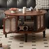 Mesa de Centro Dar Retro Francesa Madera Maciza Sala de Estar Apartamento Pequeño Hogar Lujo Ligero Gama Alta Estilo Mid-Century Americano Mesa de Centro Redonda