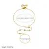 Moda Nicho Personalidad Simple Anillo Geométrico Incrustado de Diamantes Accesorios Ovalados Cadena Pulsera sin Dedos de Acero Inoxidable