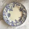 Plato Británico Original de Comercio Exterior Jbs Azul y Blanco de Cerámica con Color Bajo Esmalte Estilo Occidental para Filete, Plato de Cena, Tazón de Postre para Uso Doméstico