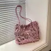 Bolsa de Ombro Feminina 2025 Nova, Tendência e Estilosa, Lantejoulas Grandes, Casual, Grande Capacidade, Design Moderno, para Usar sob o Braço