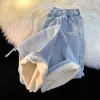 Jeans Feminino Grosso de Perna Reta com Forro de Lã Novo Estilo Outono/Inverno 2025 Petite Perna Larga Algodão Acolchoado Cintura Elástica Calças de Outono e Inverno