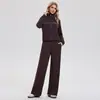 Conjunto Deportivo Caijue para Mujer, Cuello Alto, Cremallera, Chaqueta de Manga Larga, Pantalones de Pierna Ancha, Holgado y Adelgazante, Conjunto de Dos Piezas Casual para Exteriores
