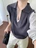 Chaleco azul marino a rayas para mujer de talla grande, top elegante de otoño para mujeres de talla grande, capa interior adelgazante, top de imitación de dos piezas