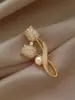 Broche de Perla de Cristal para Mujer, Corsage Completo de Diamantes, Pin Grande, Hebilla para Chal, Pin de Solapa Estilo Coreano, Accesorio para Vestidos, Tulipán