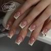 Peças de Unha Quentes Transfronteiriças Estilo Europeu e Americano Manicure Francesa Patch Pó Cor de Contraste Preto Explosões de Comércio Exterior Unhas Postiças Produtos Acabados